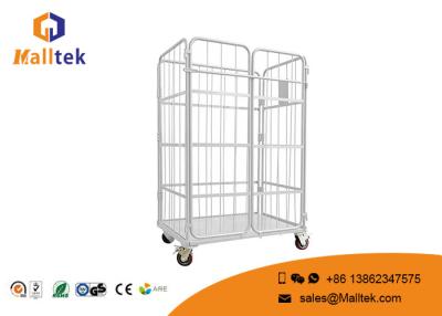 China Four Side Logistics Trolley Transports Foldable Frame Metal Security Wire Mesh Trolley for sale