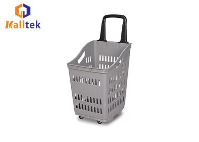 China Single Handle Supermarket Basket Trolley Plastic Shopping Basket With Wheels for sale