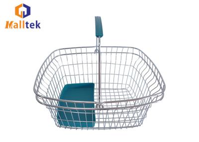 China Zinc/Chrome Plating Cosmetics Shop Wire Metal Grocery Shopping Basket With Plastic Tray for sale