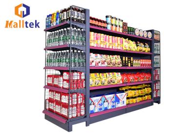 China Double Sided Grocery Store Retail Display Stand Racks Supermarket Steel Shelf for sale