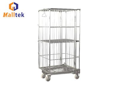 China Silver Folding Storage Rolling Galvanised Logistics Trolley Cart for sale