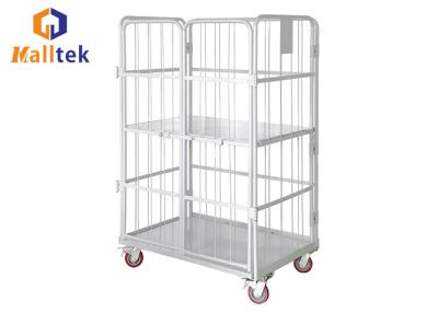 China Heavy Duty 4 Sides Storage 300kg Roll Trolley With Shelves for sale