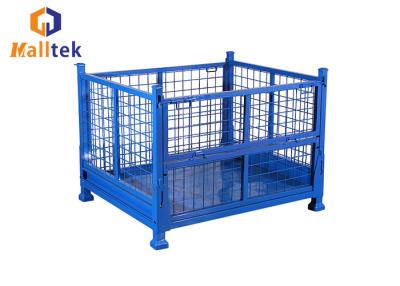 China 1000kg Powder Coating Steel Foldable Pallet Storage Cage for sale