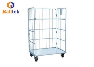 China Vouwbare Supermarkt 500kgs Mesh Roll Container Trolley Te koop