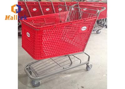 China 100L Supermarket Plastic Shopping Cart With TPR Wheels for sale