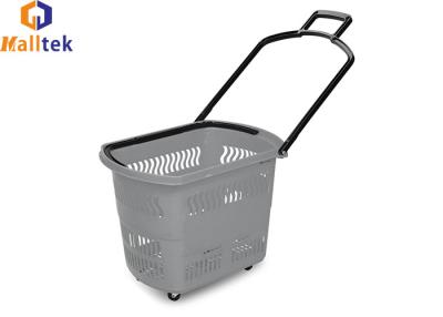 China Double ABS Handle Rolling Grocery Basket With 4 TPR Wheels for sale
