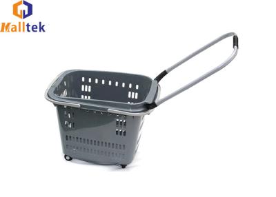 China Supermarket Foldable Rolling Shopping Baskets With Aluminium Handle for sale