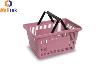 China 21L Ventilated Plastic Retail Shopping Baskets With Two Handles for sale