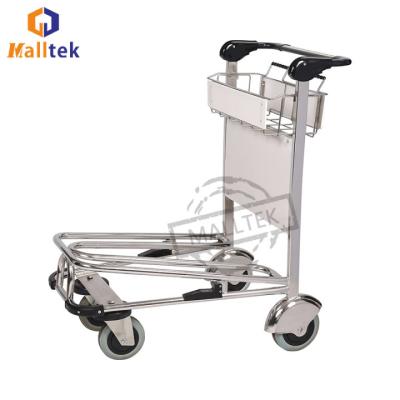 China Load 250KG Stainless Steel Airport Trolley 2 Tier 4 Wheels With Brakes for sale