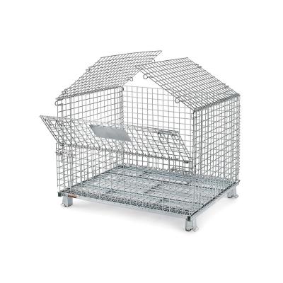 China Warehouse Galvanized Steel Metal Wire Mesh Storage Cages Foldable for sale