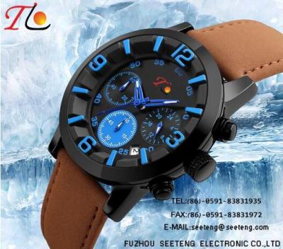 China PU leather strap  with alloy case sports watch suitable for climing and  skiing for sale