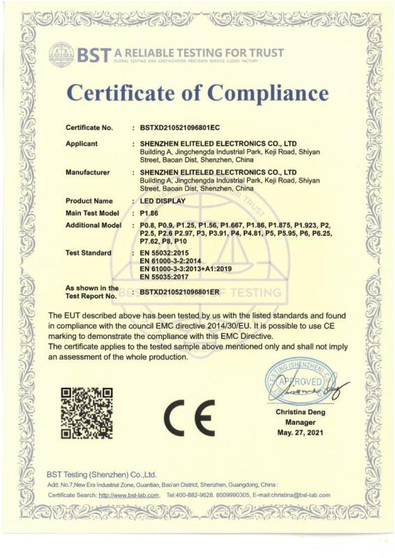 CE-EMC - Shenzhen EliteLED Electronics Co.,Ltd