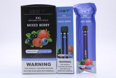 Chine Le xxl 100% 1800 originaux d'Iget d'usine de la Chine directement souffle stylo jetable de vape à vendre