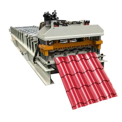 China High Speed  840mm step tile roll forming machine Roof Glazed Tile Roll Forming Machine for sale