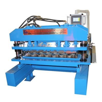 China Ppgi Glazed Tile Roll Forming Machine Hydraulic Press And Cutting for sale