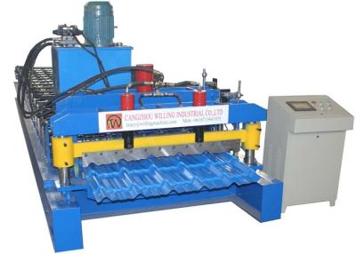 China Hydraulic Motor Glazed Tile Roll Forming Machine  3-4m / Min High Efficiency for sale