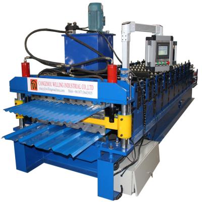 China Glazed Tile Roof 0.25 Double Layer Roll Forming Machine Gearbox Drive Plc Control for sale