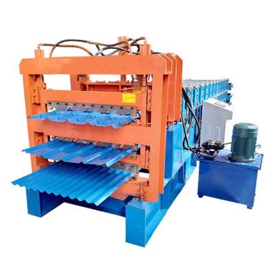 China Triple Layer Hydraulic Shear Roofing Roll Forming Machine Plc Control for sale