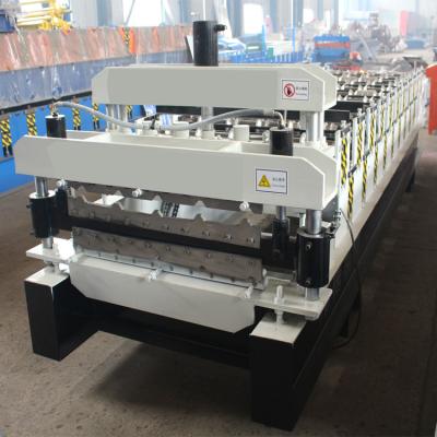 China 0,3mm telhado ondulado 380v máquina formadora de rolos de dupla camada de alta eficiência à venda