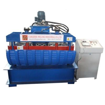 China Hydraulic Crimping PPGI Roof Tile Roll Forming Machine For Curved Arch Sheet for sale