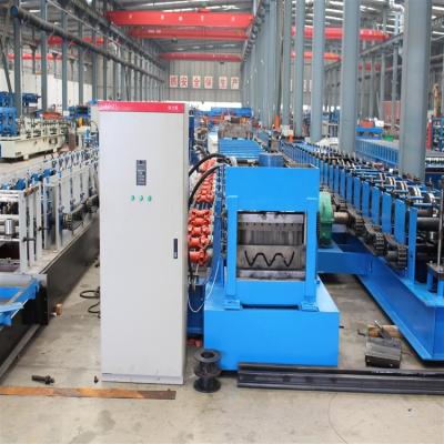 China Gearbox Driven 3mm Highway Guardrail Roll Forming Machine for sale