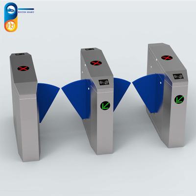 China RFID Access Control Pedestrian Turnstile Flap Barrier Adjustable Auto Delay Closing Time for sale