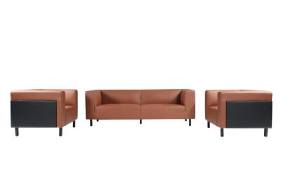 China Tufted Leather Modular Office Reception Sofa Free Combination for sale