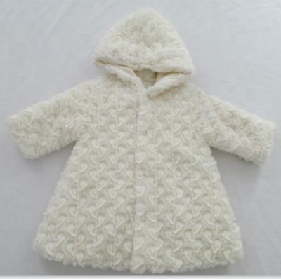 China White Baby Girl Coral Fleece Jacket With Lining Plush Brushed Pattern for sale
