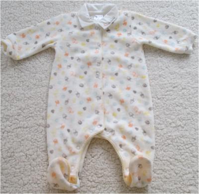China All Over Print Velour Pyjamas Baby Baby Boy Pyjamas With Woven Poplin Collar for sale