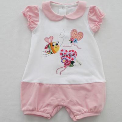 China Peterpan Collar Baby Footed Rompers Cotton Spandex Jersey Romper Baby For Summer for sale