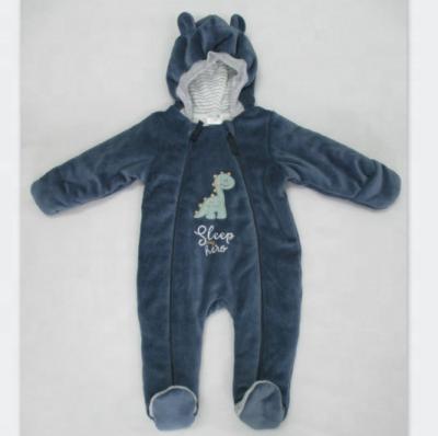 China Velvet Padded Pyjama Winter Warm Hooded Baby Boy Footies for sale