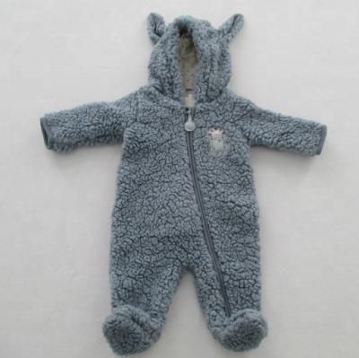 China Polyester Knitted Baby Footed Rompers Newborn Girl Footies Hooded Footie Winter Warm for sale