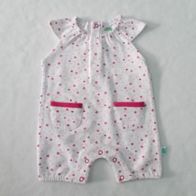 China Cotton Spandex Short Sleeve Baby Footed Rompers All Over Print Pocket Cute for sale