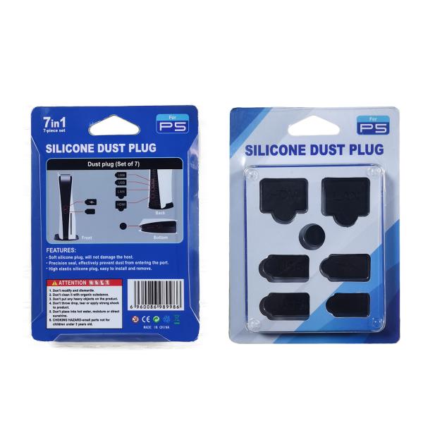 Quality 7PCS PS5 Silicone Anti Dust Plugs Set USB HDMI LAN Type-C Interface Dustproof for sale