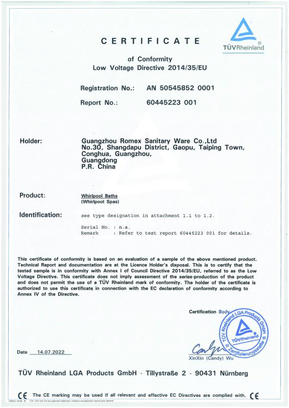 CE - Guangzhou Romex Sanitary Ware Co., Ltd.