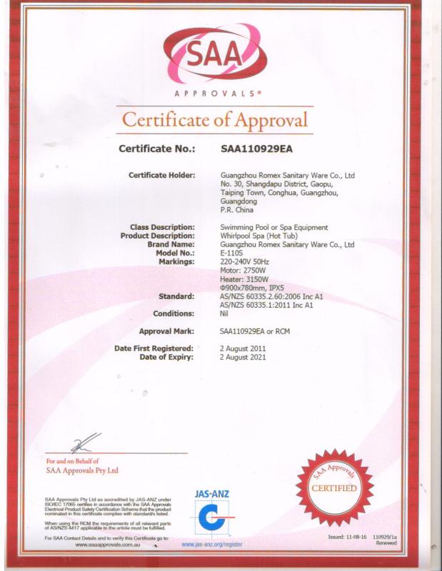 SAA - Guangzhou Romex Sanitary Ware Co., Ltd.