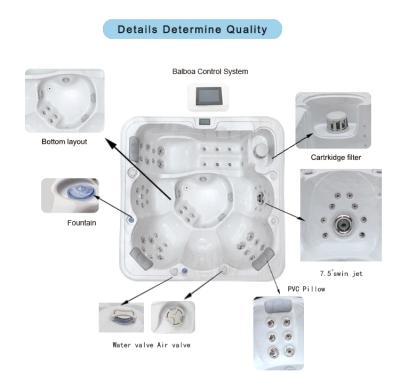China Hydrotherapy Spa Marble White Ocean Wave Blue 6 Persons Hot Tub 950L Water Capacity en venta