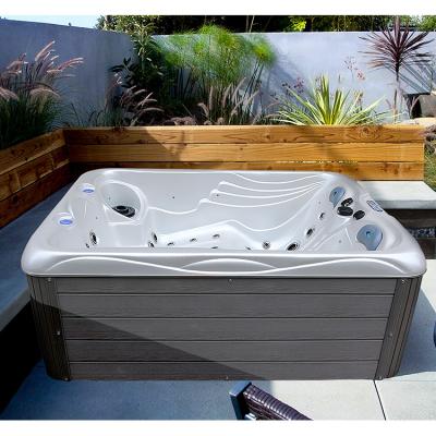 China Small Size 3 People Freestanding Hot Tub Outdoor Whirlpool Spa Bathtub With LED for sale