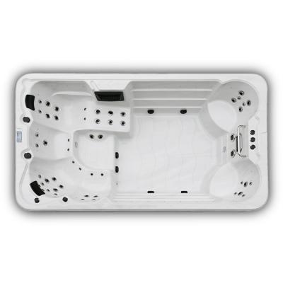 China 4 Meters Acrylic White Endless Swimming Spa Pool Combo Hot Tub With 6 Seats for sale