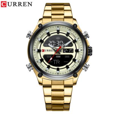 China CURREN NEW Fashion Digital Quartz Watches Men LED Display Stainless Steel Wristwatches Chronograph Alarm Male Clock for sale