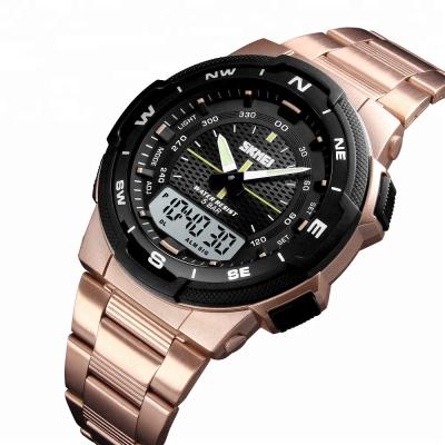 China Watch High Quality 2 Time Zone Digital Clock Stainless Steel Stained 6 Colors Water Resistant Sports Military Watch for sale
