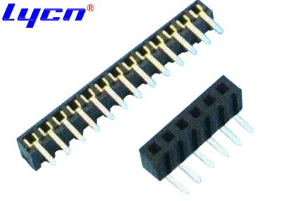 China Au Over Ni 2.54mm PCB Female Header Connector Right Angle LCP Insulator Material for sale