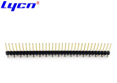 China SMT Type 2.54mm Pin Header Connectors Single Row Black Plastic Body for sale