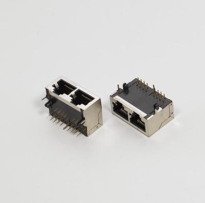 China High Standard Rj45 Network Connector Double Layer With LED Lamp Custom à venda