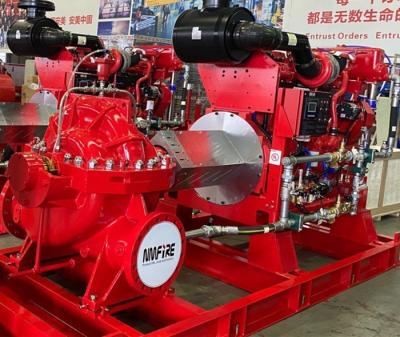 Chine Pompe à incendie centrifuge horizontale d'aspiration de fin d'étape unique réglée avec le moteur diesel à vendre