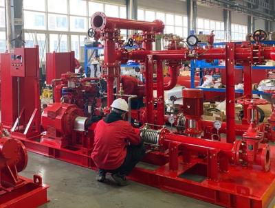 Chine Le dérapage UL/NFPA20 a monté les matériaux malléables de fonte du paquet 300GPM de pompe à incendie à vendre