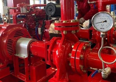 Chine Paquet diesel énuméré par UL rouge de pompe à incendie avec les ensembles verticaux de pompe à incendie de turbine à vendre