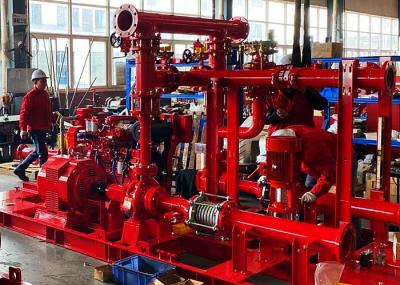 China Red Skid Mounted Fire Pump 3000GPM With Split Case Firefighting Pump Sets for sale