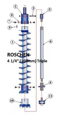 China Eixo helicoidal oco resistente 4 da haste da chave tripla 1/4 de ″ 108mm à venda