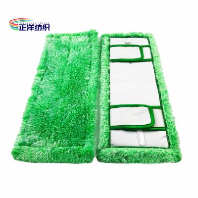 中国 6つはX16」使い捨て可能な乾燥したモップ800gsm平らなモップの結め換え品のパッドをきれいにする緑の床にパッドを入れる 販売のため